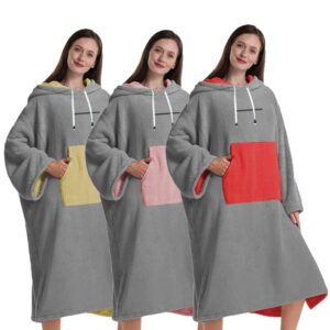 THE WHITE SHOP Surf Poncho Changing Robe with Hood | Quick Dry Microfiber Wetsuit Changing Towel with Pocket for Surfing Men Women
