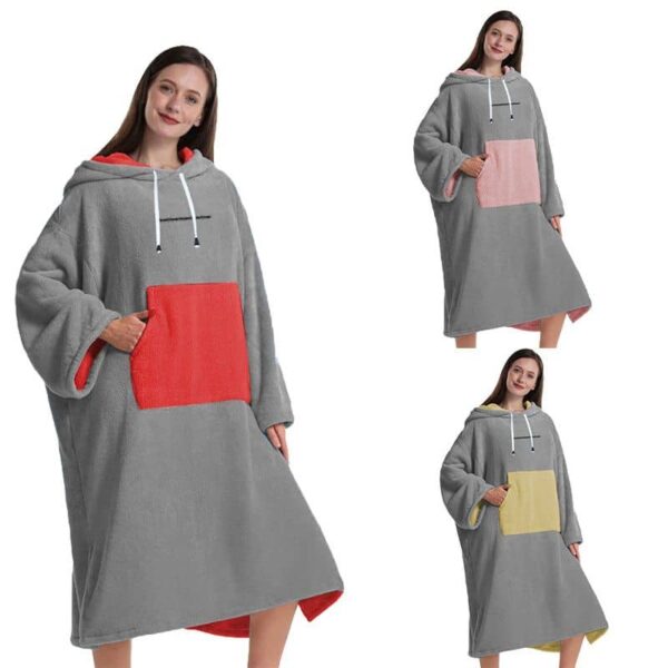 THE WHITE SHOP Surf Poncho Changing Robe with Hood | Quick Dry Microfiber Wetsuit Changing Towel with Pocket for Surfing Men Women - Image 5