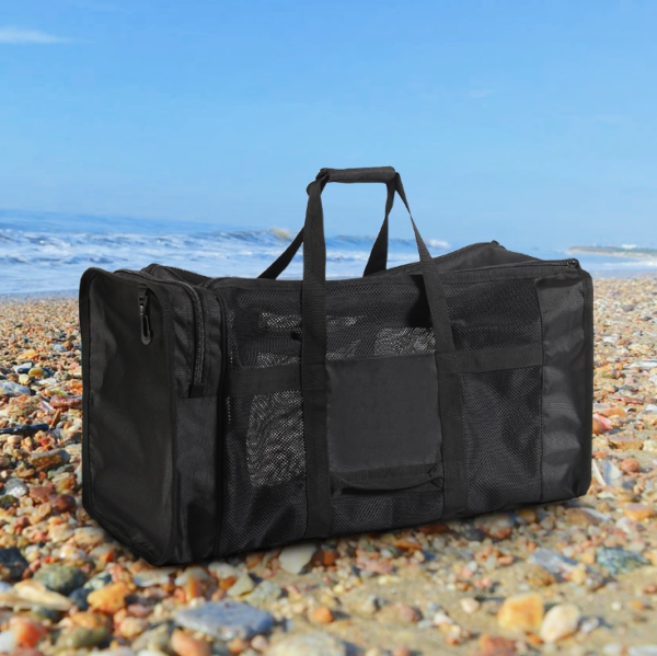 100L Mesh Duffle Gear Bag for Scuba Diving Snorkeling Swimming Beach and Sports Equipment Green Highlights - Image 2