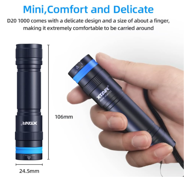 Waterproof Diving Torch Submarine Diving Lights Underwater Diving Flashlight XTAR D20 1000 Lumen Scuba Dive Light - Image 6