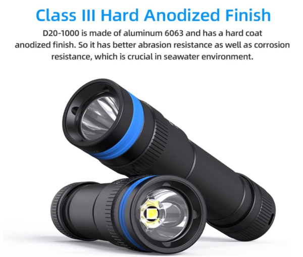 Waterproof Diving Torch Submarine Diving Lights Underwater Diving Flashlight XTAR D20 1000 Lumen Scuba Dive Light - Image 2